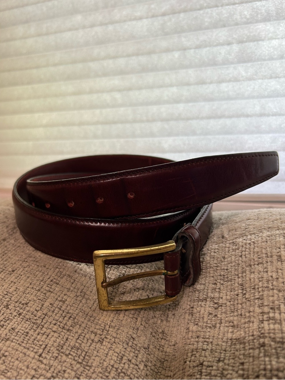 Brooks Brothers Maroon Men's Leather Belt Size 34